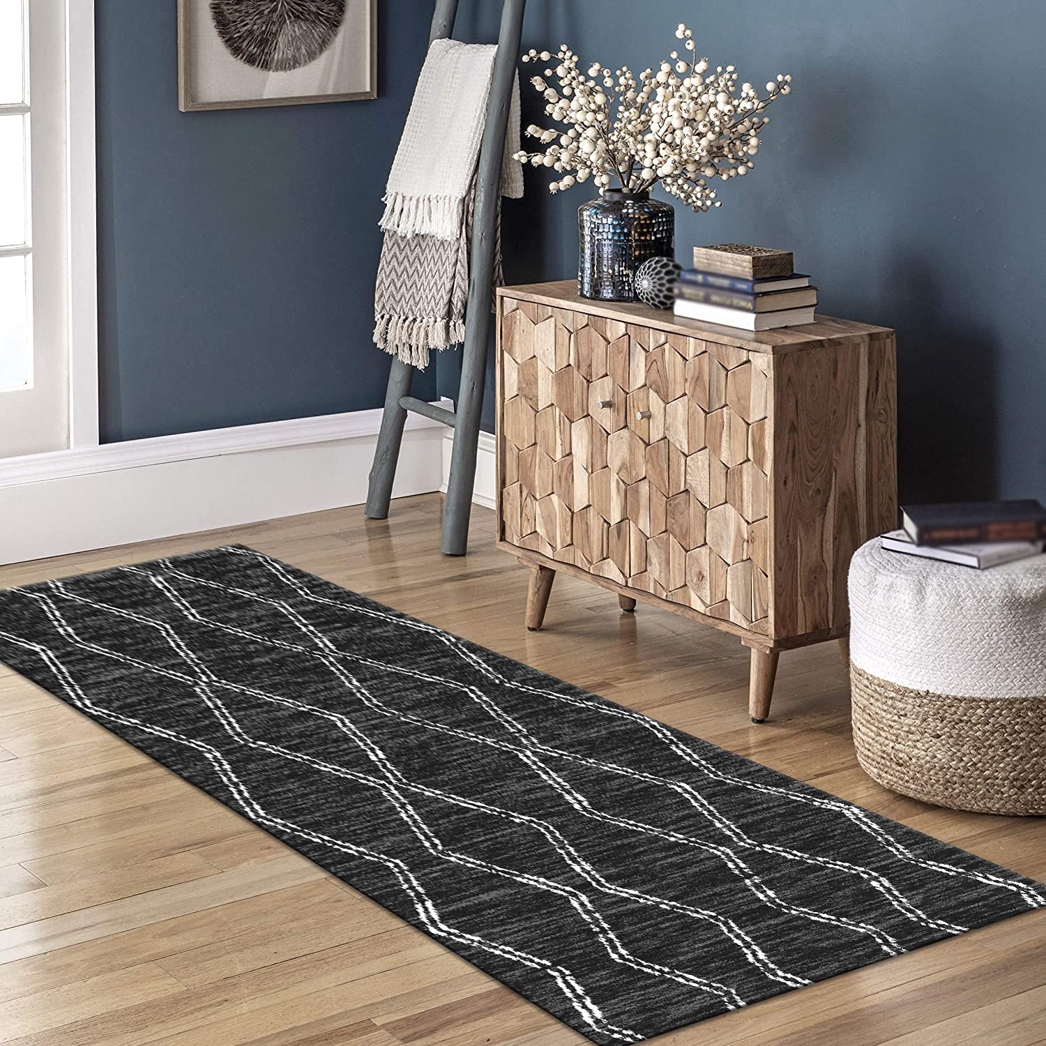 Tapijtloper vloerkleed loper Modern Geometrie, hal keuken antislip, per meter, vintage Polyester keukenloper, runner tapijt 60cm/ 70cm/ 80cm/ 90cm/ 100cm breed (Color : A, Size : 50x400cm