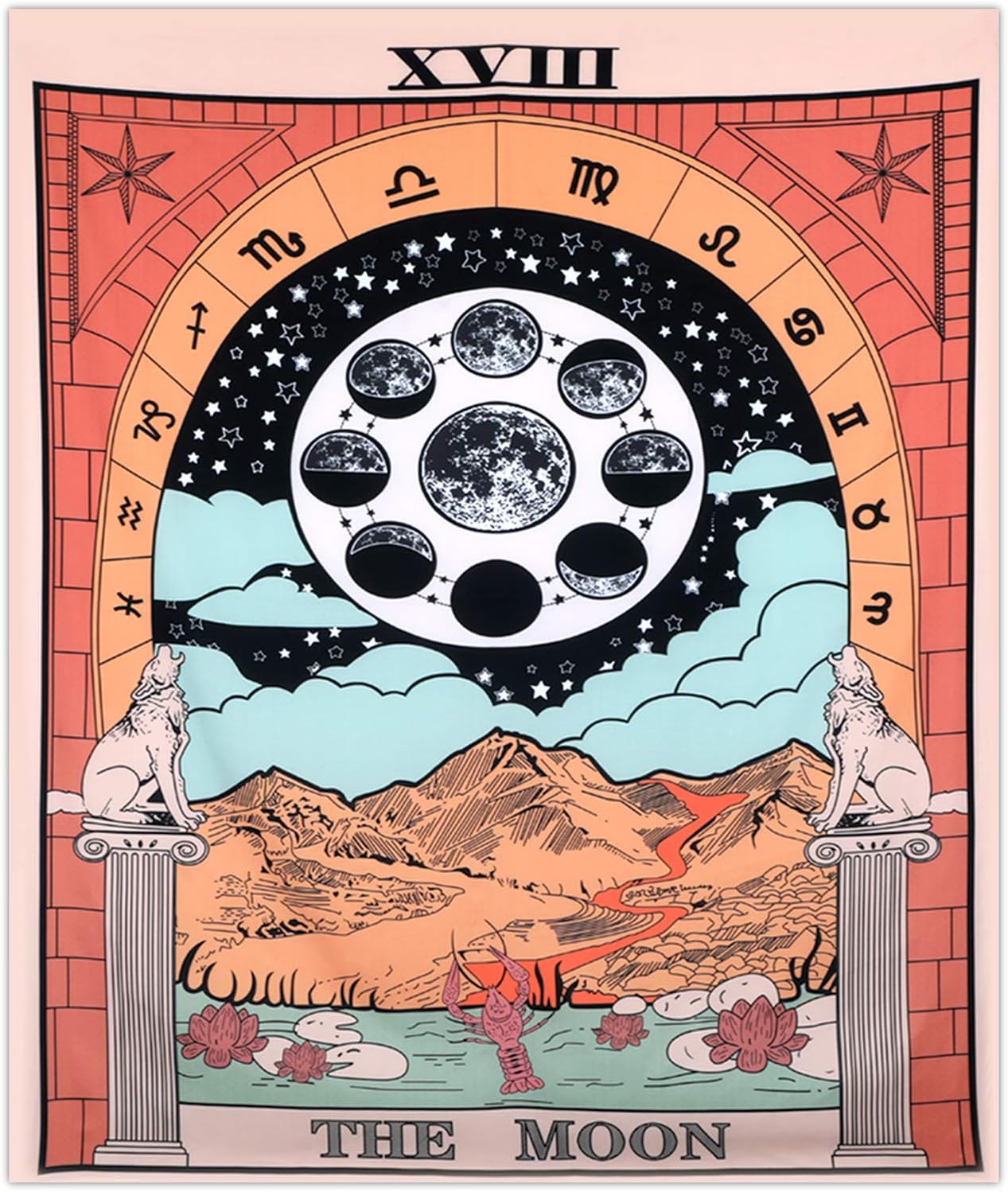 Rcbmn Tarot Wall Tapestry Sun Divination Wall Hanging for Bedroom Home Decor