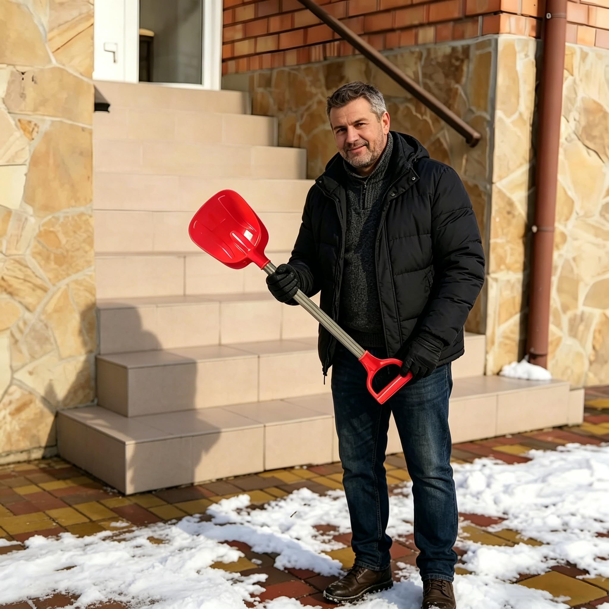 3 sztuki szufli do śniegu dla dzieci, 52 cm, z tworzywa sztucznego, z trzonkiem ze stali nierdzewnej, na zimę, zdejmowana szufla do śniegu, dla dzieci, chłopców i dziewczynek