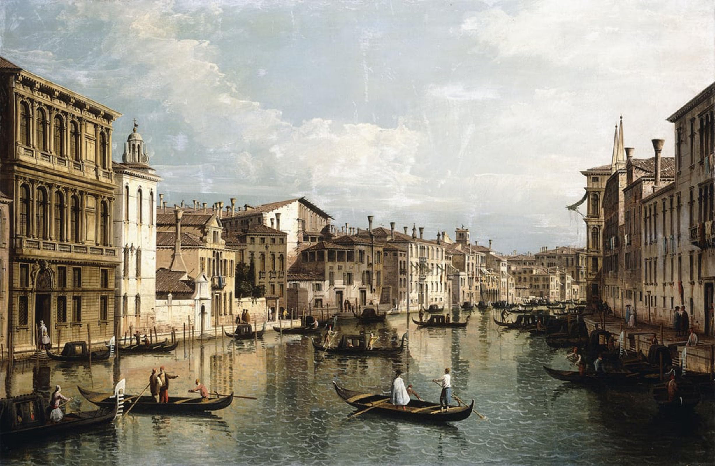 ARTXLXXBN Famous Prints Artwork Pictures Poster Painting Art the Grand Canal Venice Looking East From the Palazzo Flangini by Bernardo Bellotto Artwork Landscape Pictures for Home Decor 60x90cm