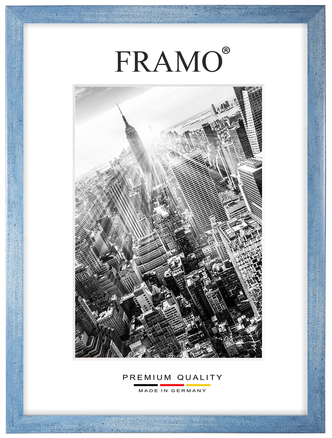 FRAMO Cornice 35mm 45x17 Cm, Colore Azzurro Sfocato, In MDF Con Vetro Acrilico Antiriflesso, Fatta A Mano In Germania