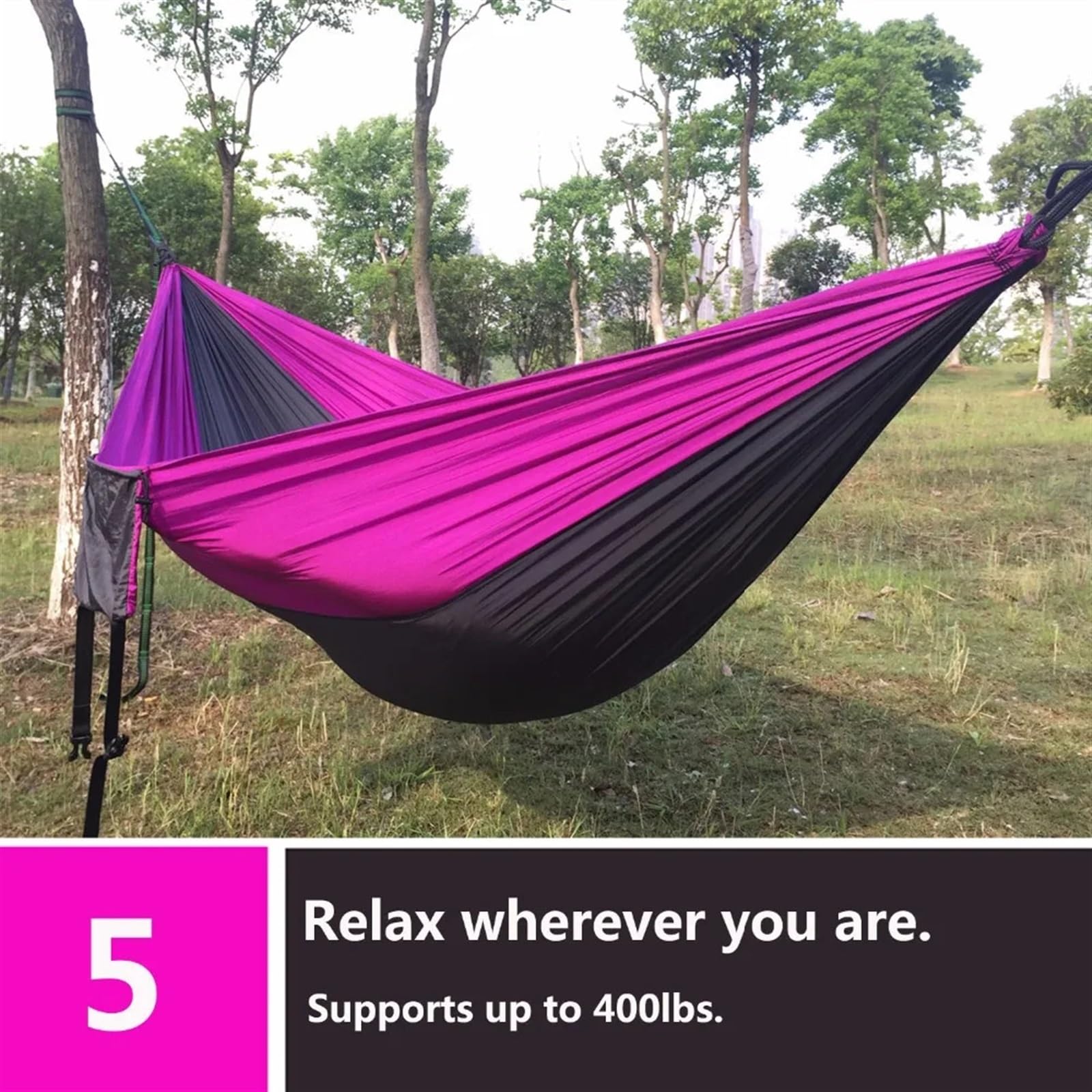Amaca da Paracadute in Nylon Portatile da Campeggio, da Giardino, for Viaggi di Piacere, Doppie Persone per l'escursionismo, Il Campeggio(Grey And Light Grey)