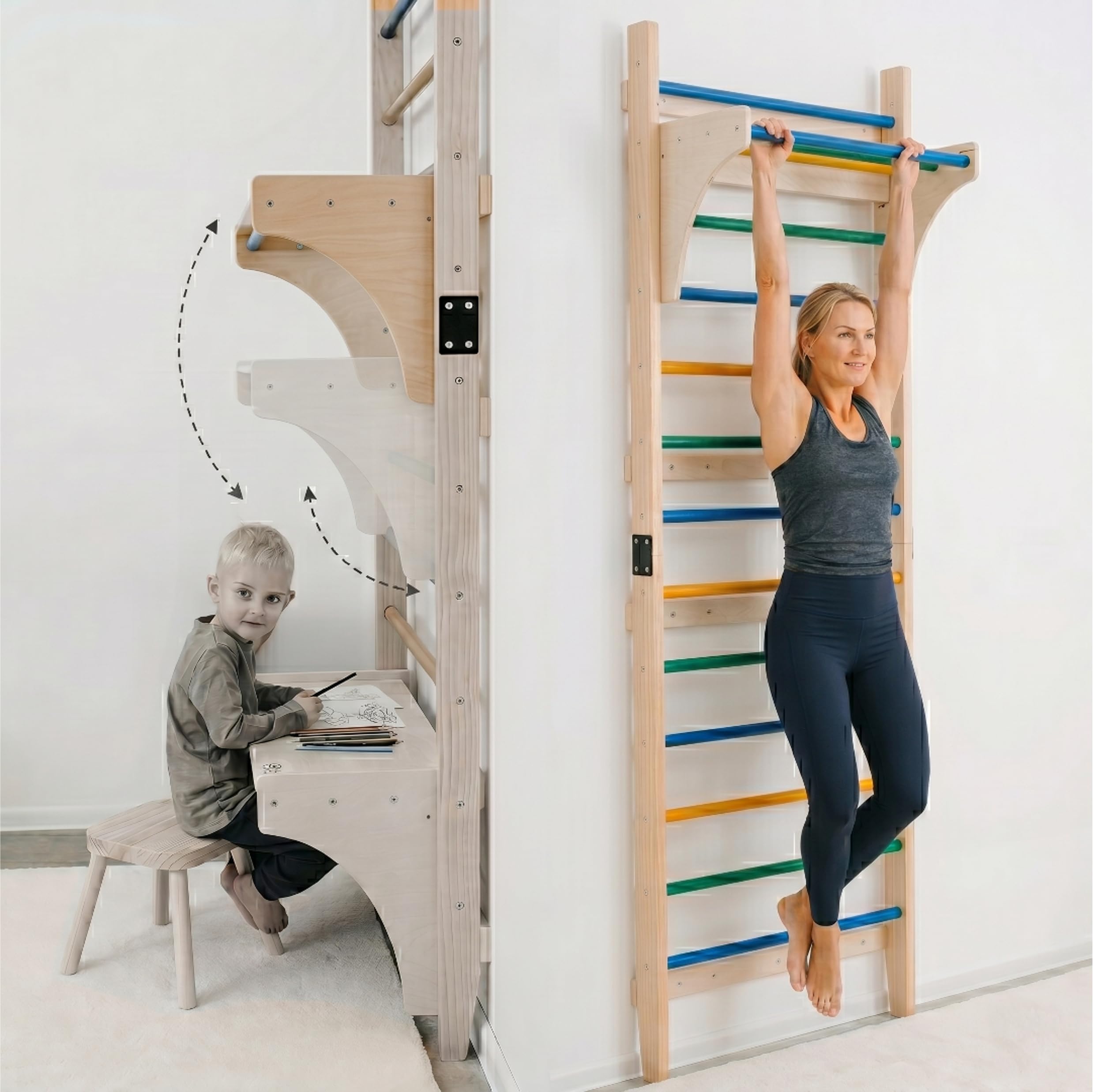 Photo 1 of ****MISSING PSTYComfyBumpy Swedish Ladder with Convertible Play Table | Montessori Climbing Wall Set for Kids, Indoor Playground & Jungle Gym - Active Play & Table | 280lbs Capacity (Set of 1)