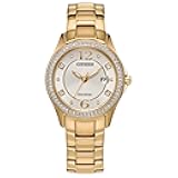 Ladies' Eco-Drive Classic Crystal Watch in Gold-Tone Stainless Steel, Champagne Dial