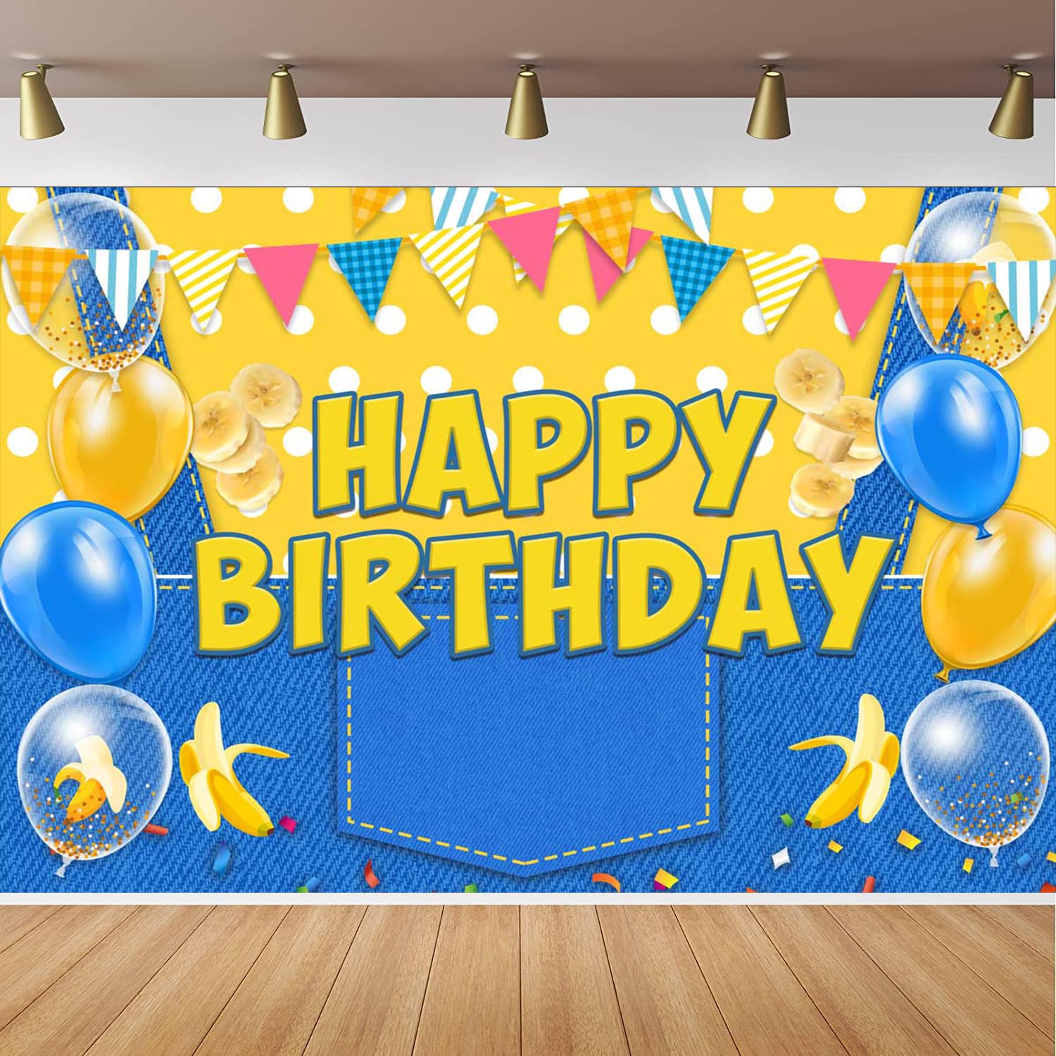 CapiSco Yellow Cartoon Theme Birthday Backdrop for Boys Girls Birthday Party Decorations, Children Baby Shower Photography Background, Cowboy Banana