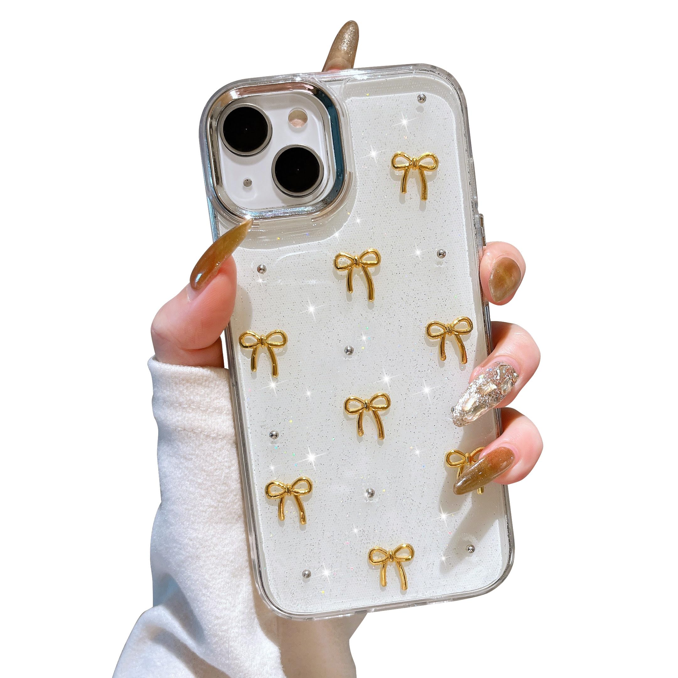 Coque iPhone 15 Plus transparente anti-choc avec nœud 3D - 7