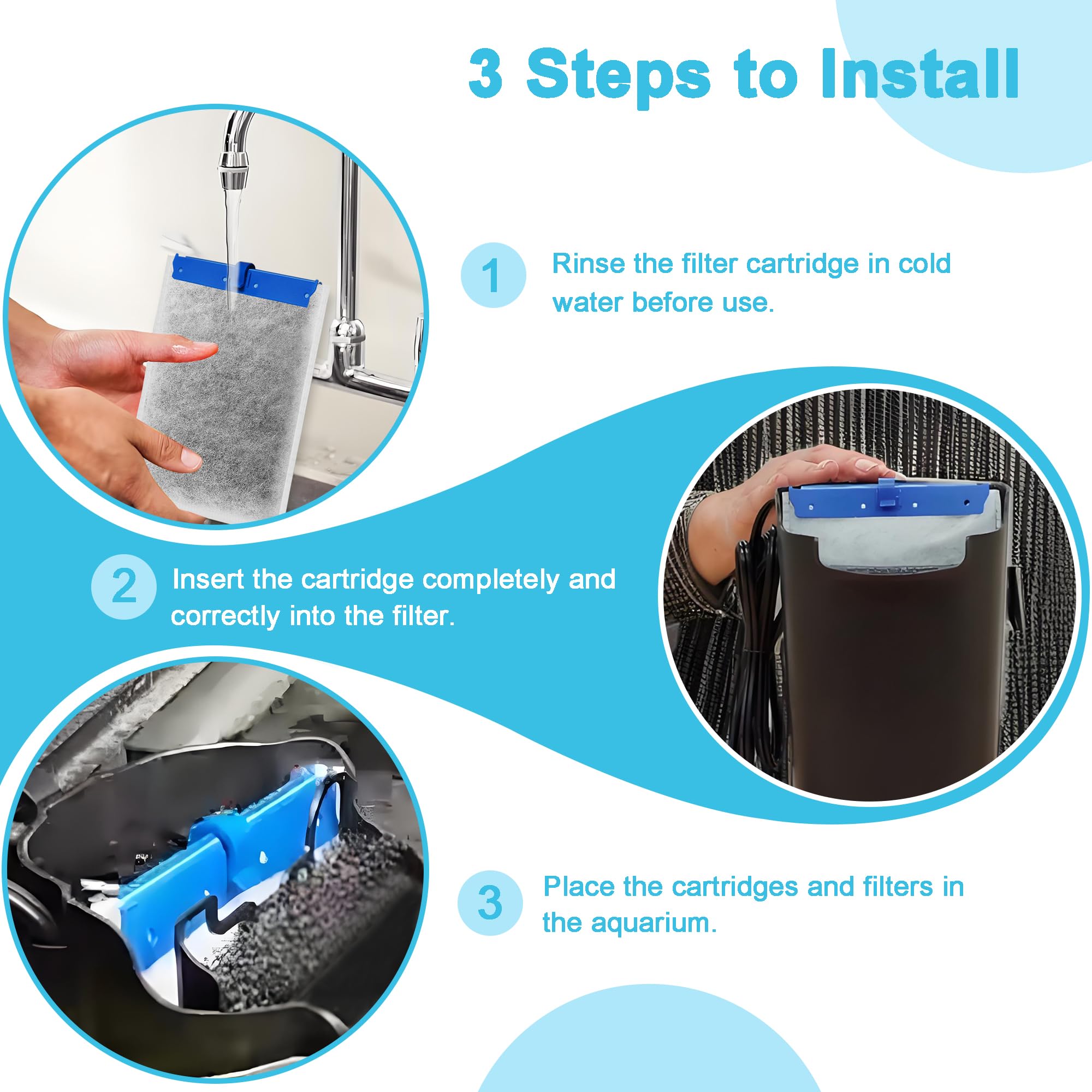 Paquete de 12 cartuchos de filtro de repuesto grandes compatibles con filtros Tetra Whisper Bio-Bag, cartuchos de filtro de acuario grandes para filtros de alimentación Whisper 20i/40i IQ20/30/45/60