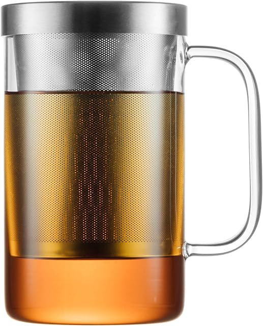 GAIWAN PURE550S - Tea Glass with Incorporated Strainer and Lid - Dishwasher Safe - Heat Resistant