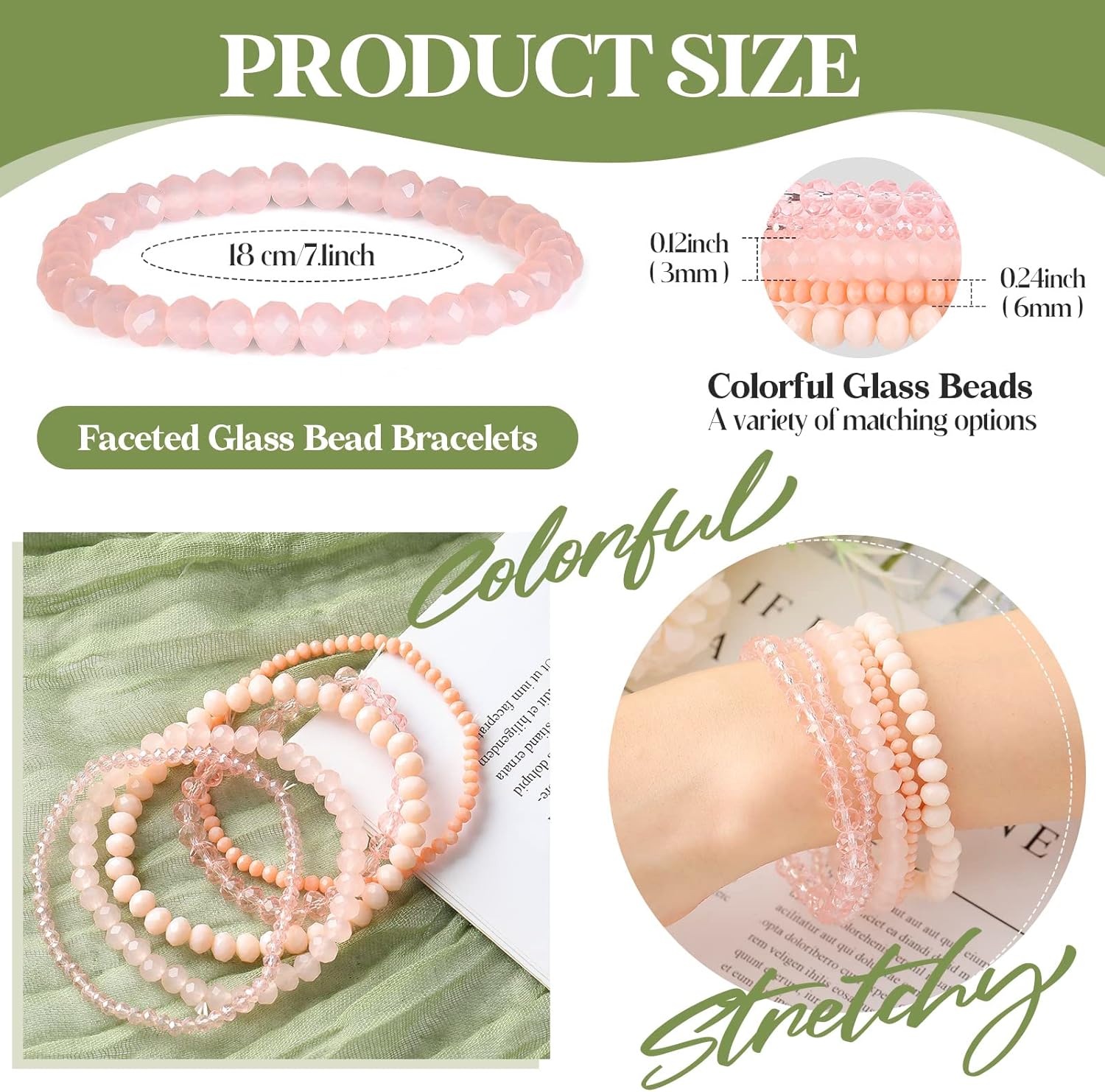 Junkin 60 Pcs Crystal Beaded Bracelets Bulk for Women Bohemian Multi Layer Stacking Statement Stretchy Strand Crystal Bead Bracelets Versatile Slip on Shiny - Image 2