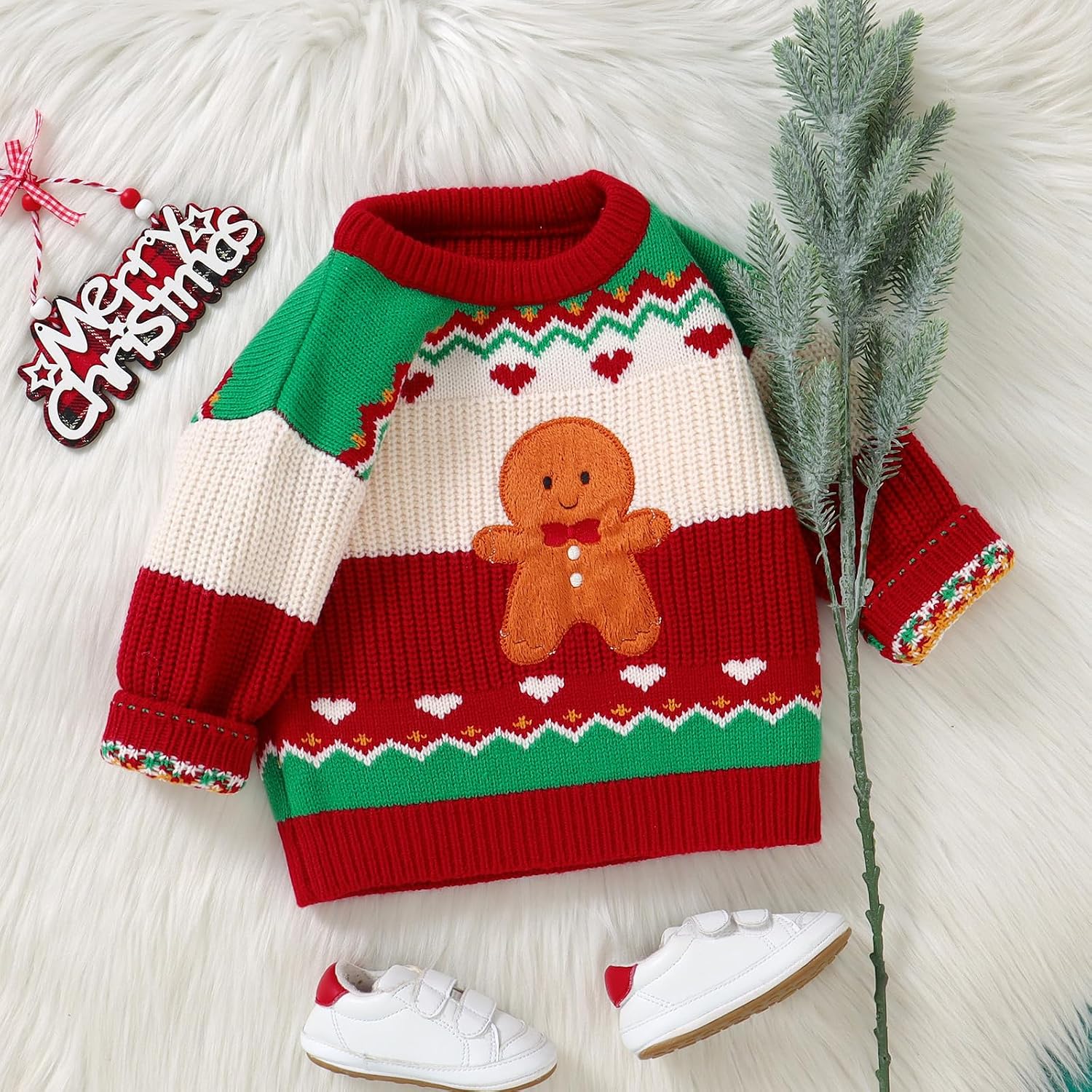Ayalinggo Toddler Christmas Sweaters Baby Boy Girl Gingerbread Man Outfit Knitted Sweater Xmas Pullover Crewneck Sweatshirt
