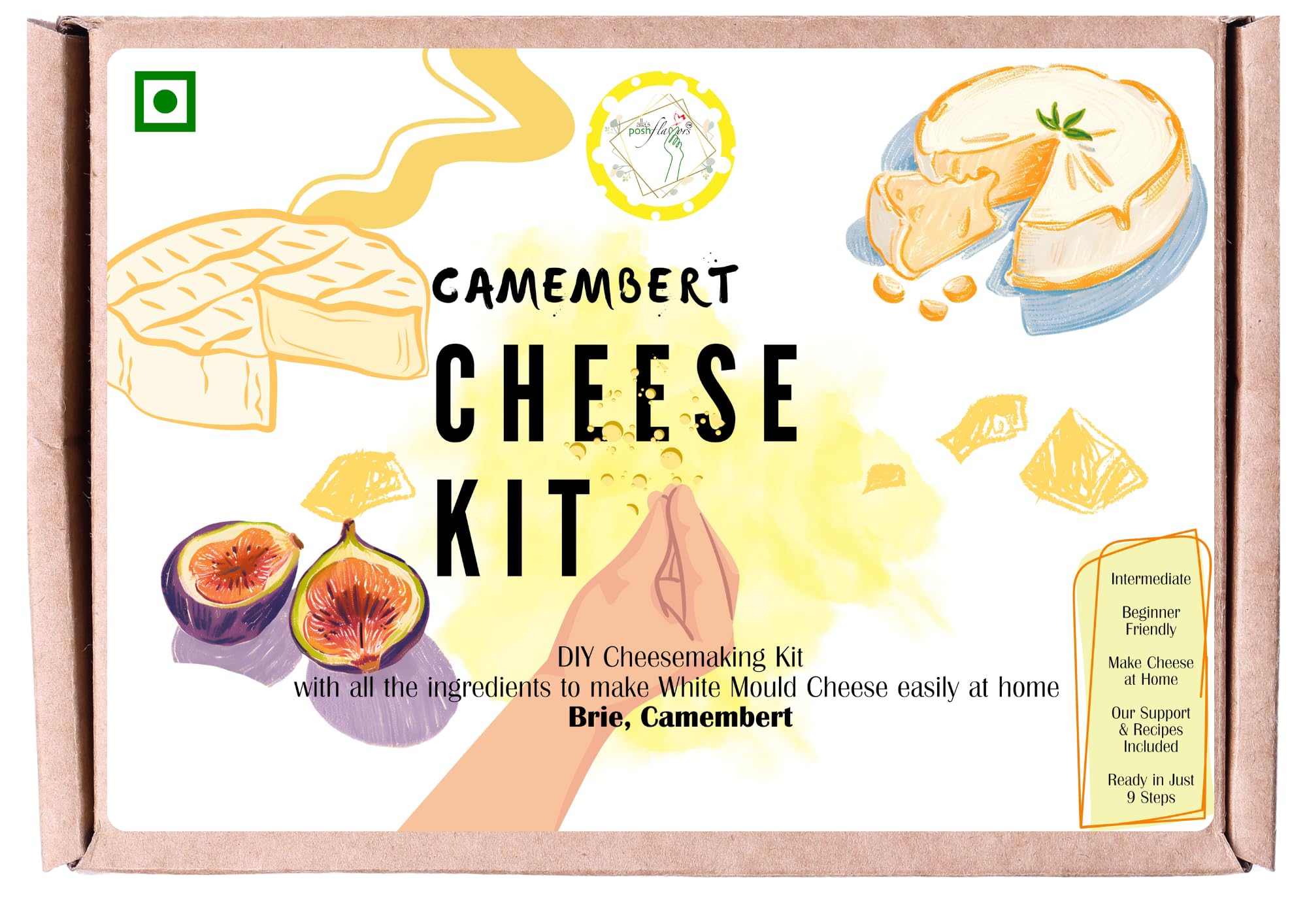 Alla's Posh Flavors™ White Mould Cheesemaking Kit | Makes about 4kg Brie Camembert Cheeses | Pure Vegetarian Ingredients | Instructions & Support Included (Kit)-image-38