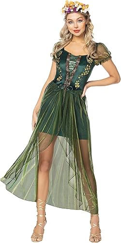 Spirit Halloween Disfraz de reina del bosque para adultos, disfraz de realeza, disfraz de vestido con accesorio para la cabeza