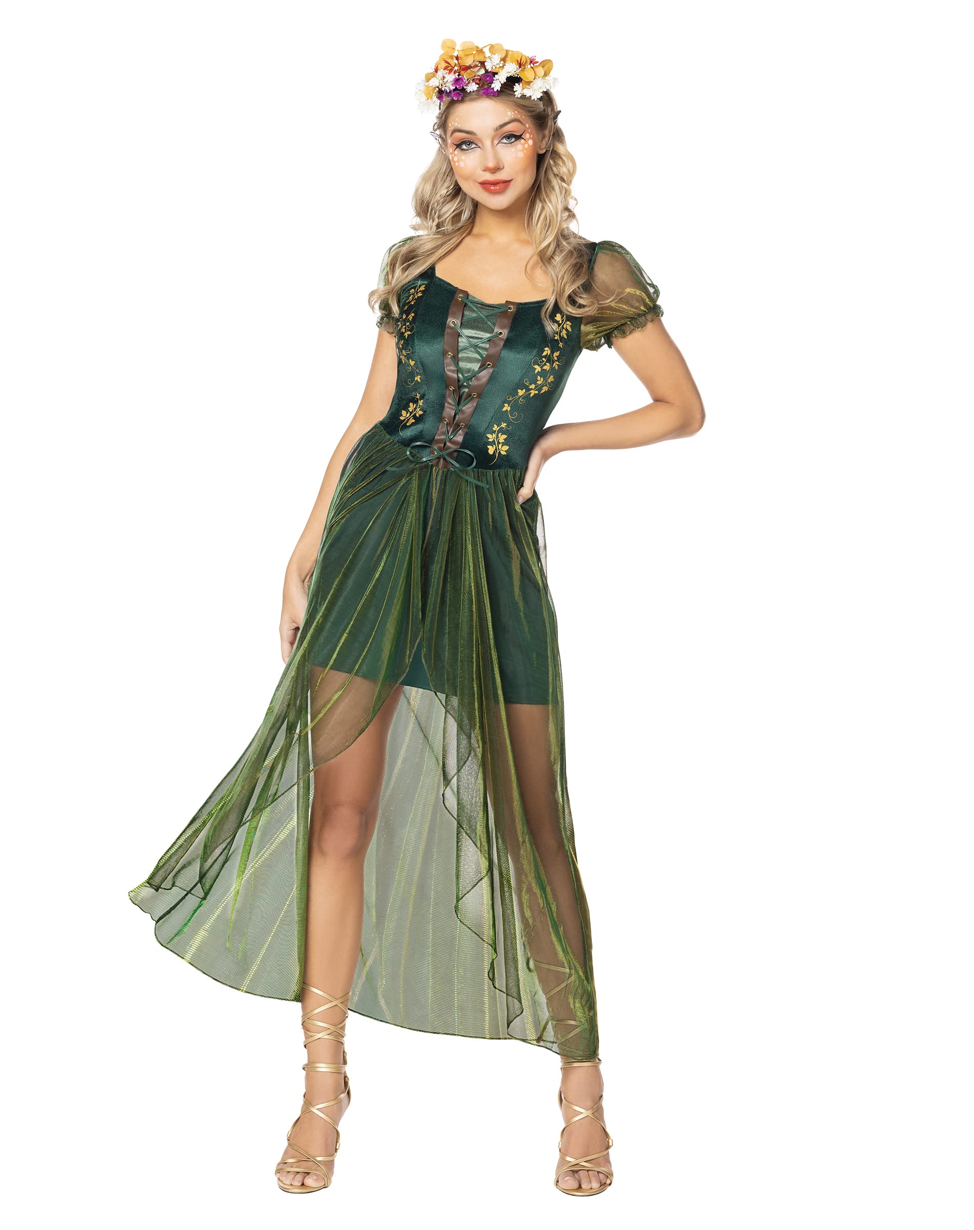 Spirit Halloween Adult Queen of the Forest Dress Costume | Royalty Costume | Dress costume with headband accessory