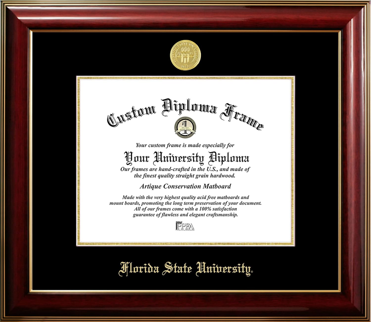 Campus Images Florida State University 14w x 11h Classic Mahogany Gold Embossed Diploma Frame
