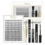 QUEWEL DIY Eyelash Extensions Kit, Lash Clusters 144 Pcs, Clusters Eyelash Applicator Tool, Super Hold Cluster Lashes Bond and Seal, Glue Remover Easy to Apply at Home(S012-Kit)
