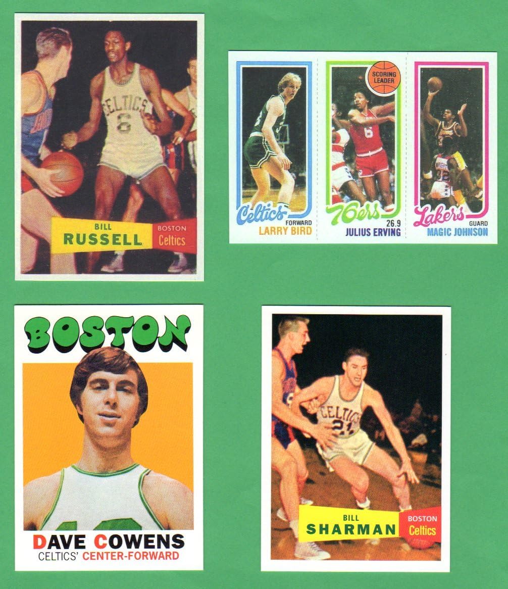 Boston Celtics Heros and Hall of Famer (4) Card Topps Rookie Reprint