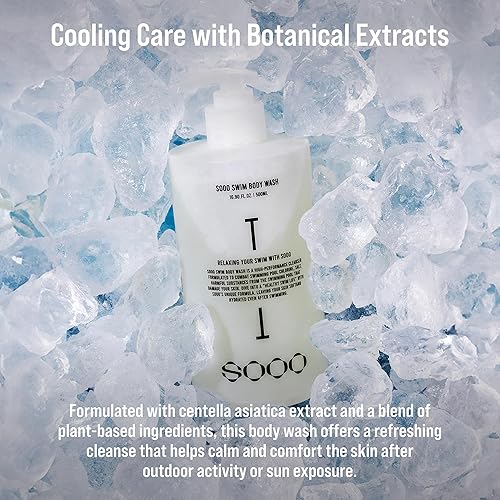 Miniatura 7 de SOOO Jabón corporal de natación de 16.9 onzas  Elimina cloro, sal y residuos para nadadores  calma e hidrata la piel después de nadar  Sin silicona