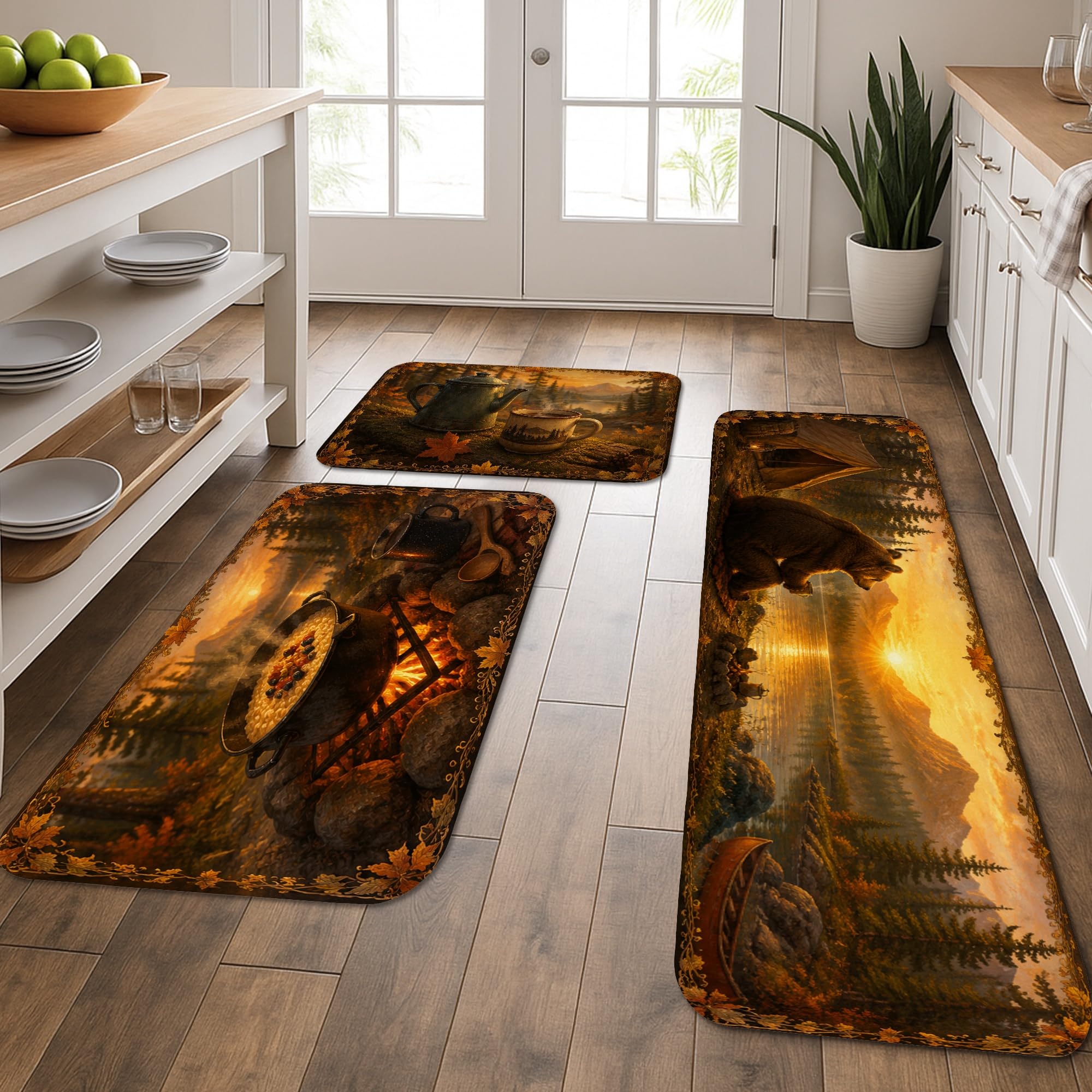 Lot de 3 tapis de cuisine doux pour sol rustique confortable lavable salle de bain