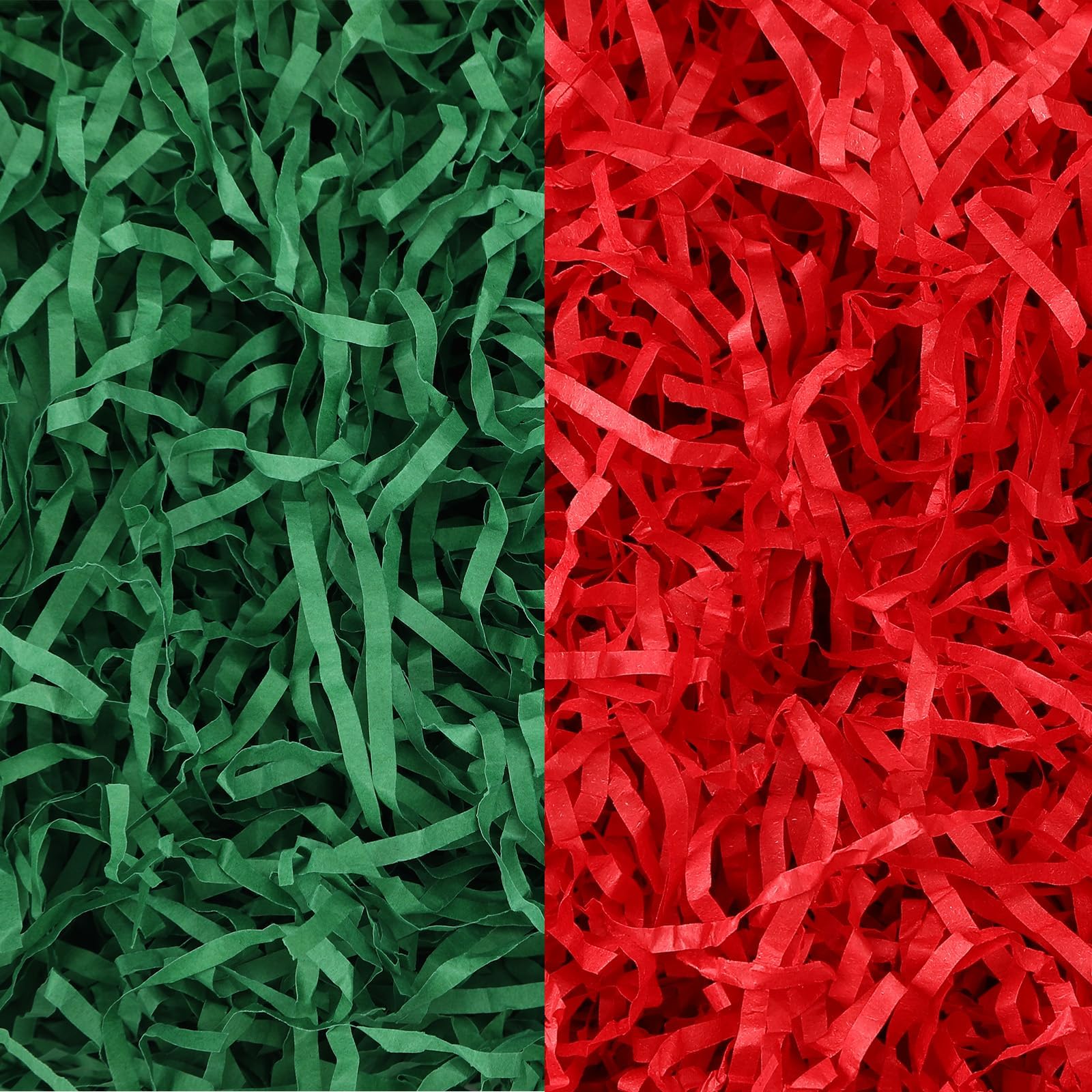 MARFOREVER 200g/7oz Christmas Crinkle Shredded Paper Filler, Xmas Red Green Raffia Cut Paper Shred Filler Grass for Christmas Basket Stuffing Gift Box Wrapping Party Decoration