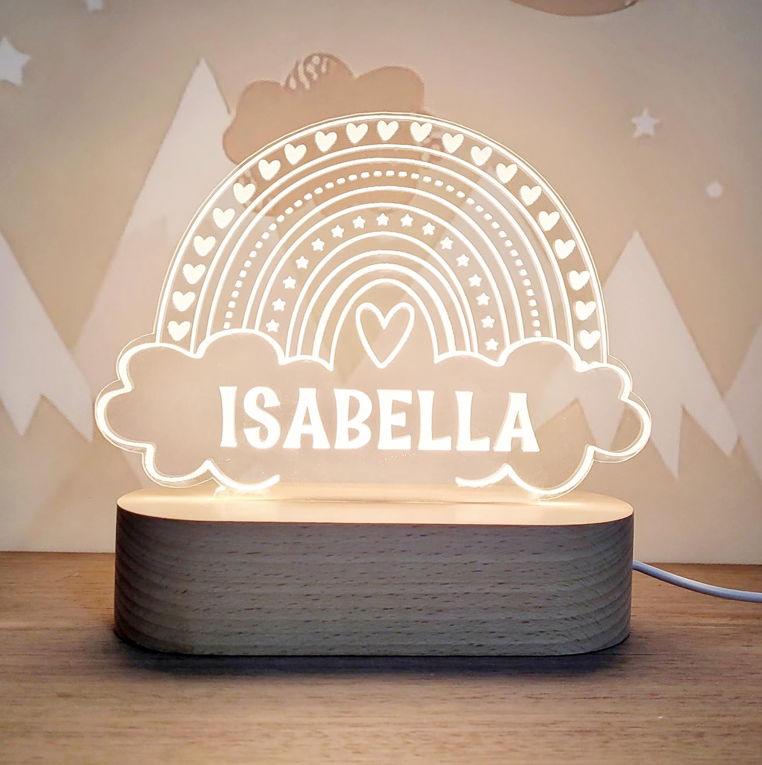 Custom Night Light Cute Personalized Baby Gifts Cloud Butterfly Rainbow Moon & Stars Customized Name Gifts Perfect Personalized Baby Girl Gifts and Customized Baby Gifts