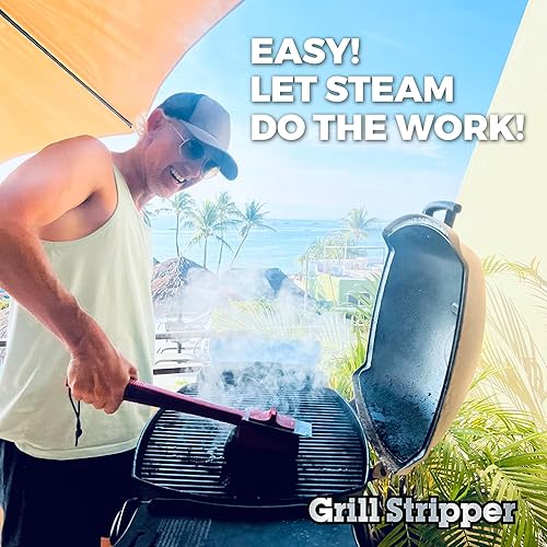 Miniatura 4 de GRILL STRIPPER Cepillo de parrilla sin cerdas para parrilla al aire libre  Cepillo de parrilla de vapor sin cerdas con rascador triple pendiente de