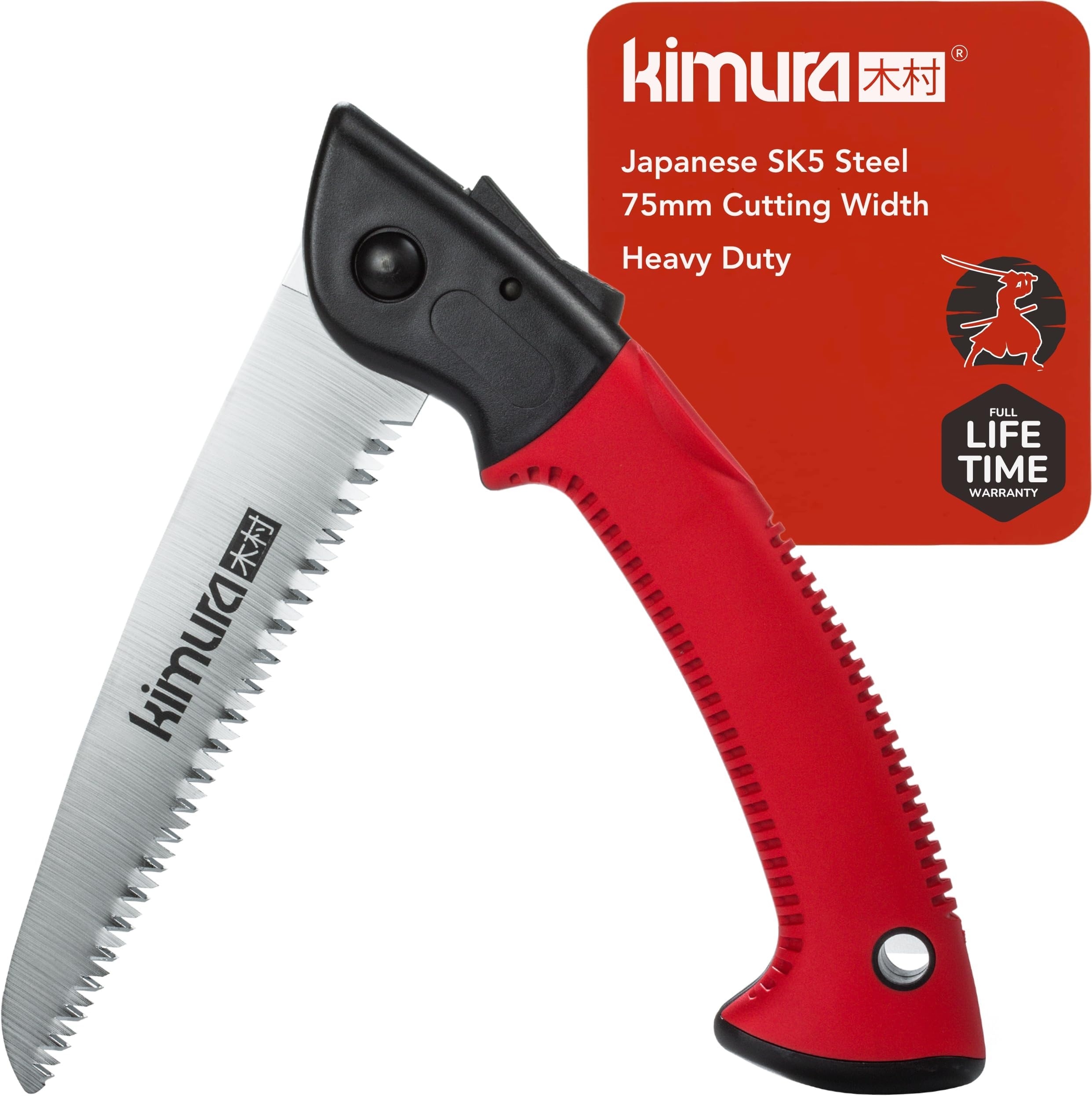 Kimura® 7" Pro Folding Pruning Saw - Heavy Duty Premium Japanese SK5 Steel Hand Saw, Ergonomic Soft Non-Slip Handle, Lightweight Foldable Ideal for Branches, Trimming, Camping, PVC, Hiking, Wood