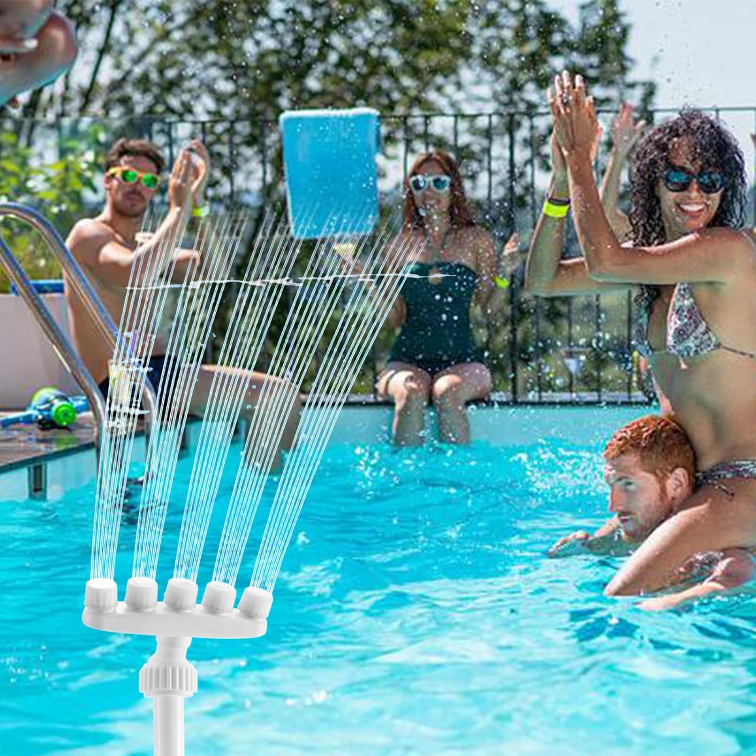 Adjustable Pool Fountain 360 Direction Control Sprinkler with 5 Nozzles Swimming Pool Water Enduring for Fish Pond Garden