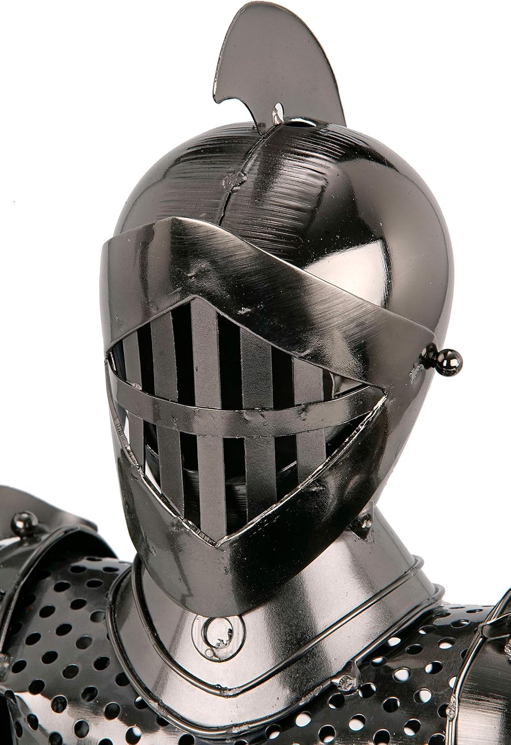 BRUBAKER Wine Bottle Holder 'Knight' - Table Top Metal Sculpture - with Greeting Card