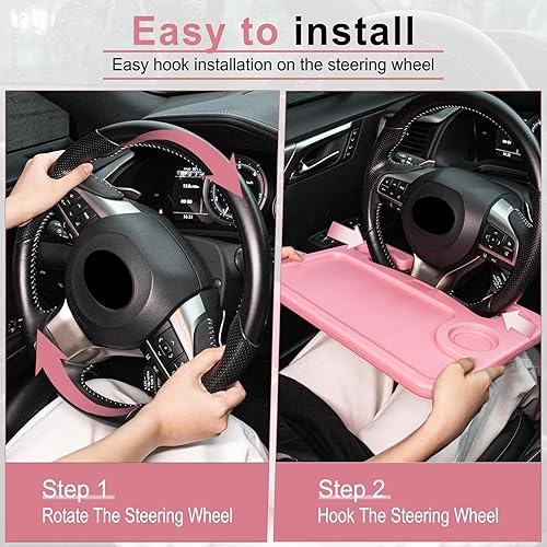 Miniatura 4 de JUSTTOP Escritorio para volante de automóvil, accesorios de viaje para automóvil, bandejas de soporte de automóvil para comer, bandeja de escritorio