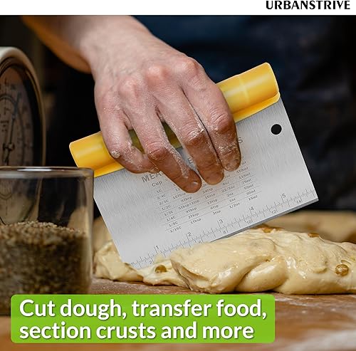 Miniatura 3 de Urbanstrive Raspador de banco para hornear, cortador de masa de acero inoxidable y herramienta raspadora de cocina, raspador de alimentos, cortador