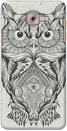 Decorative Owl Art Grey Background Printed Designer Case for Samsung Galaxy On Max, G615F/DS Back Cover