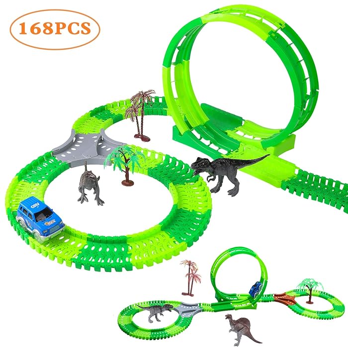Buy Zmoon Dinosaur Toys Race Track Sets, Jurassic Dino World Flexible