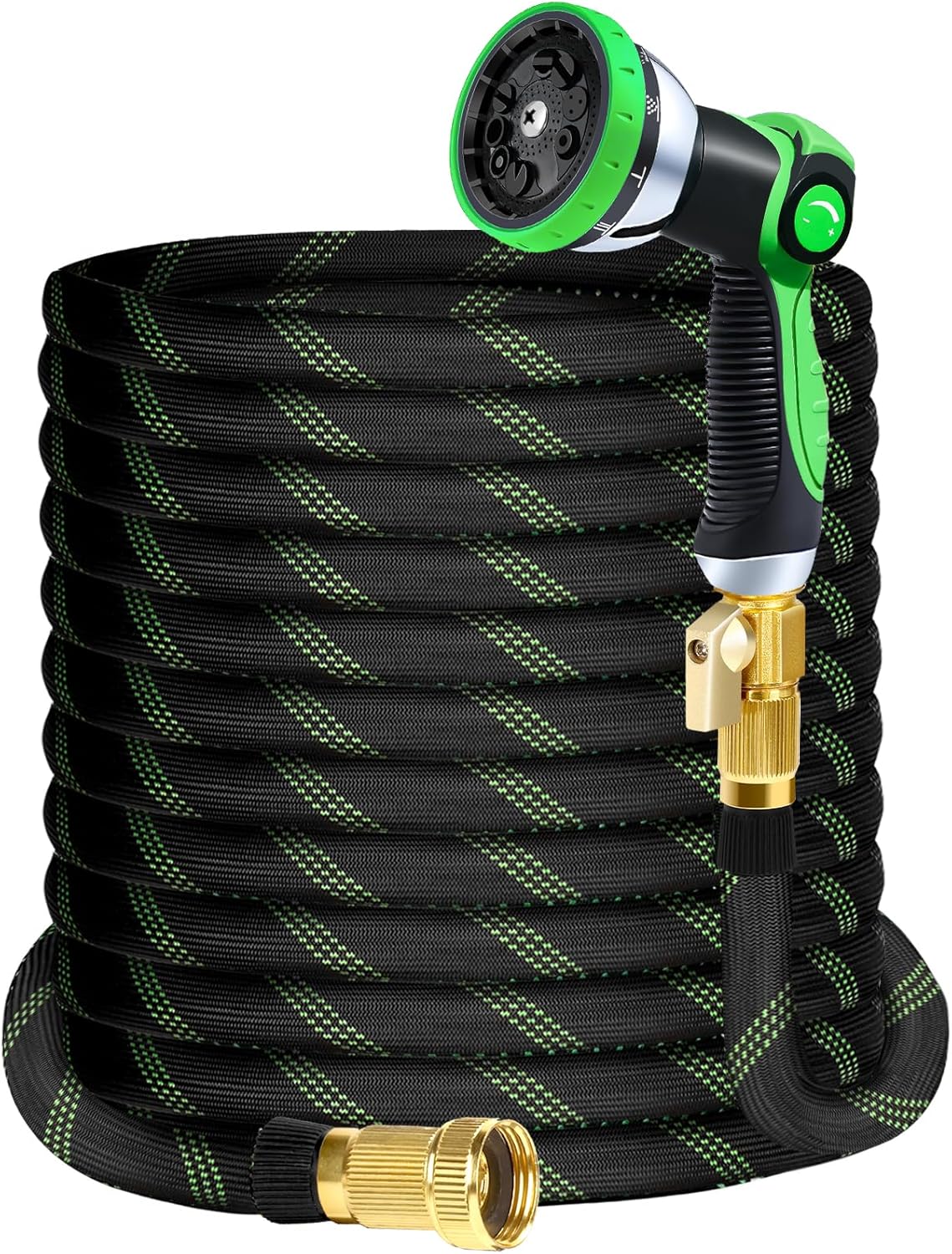SUPCLUB 20Ft Non-Expandable Garden Hose with 3750D Oxford Fabric, Multi-Layer TPE Tube, 10 Function Nozzles, Flexible, Lightweight, Kink-Free, Leak-Proof, Sturdy Water Hose with Strong Brass Connector