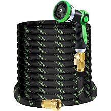 25Ft Non-Expandable Garden Hose with 10-Function Nozzle, Kink & Leak Proof