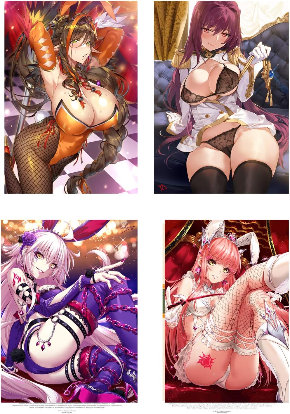 MS Fun Love of Ecchi Cosplay Poster Hot Bikini Lingerie Japanese Anime Sexy Girl Posters,16 x 20 Inches,Set of 4 Posters