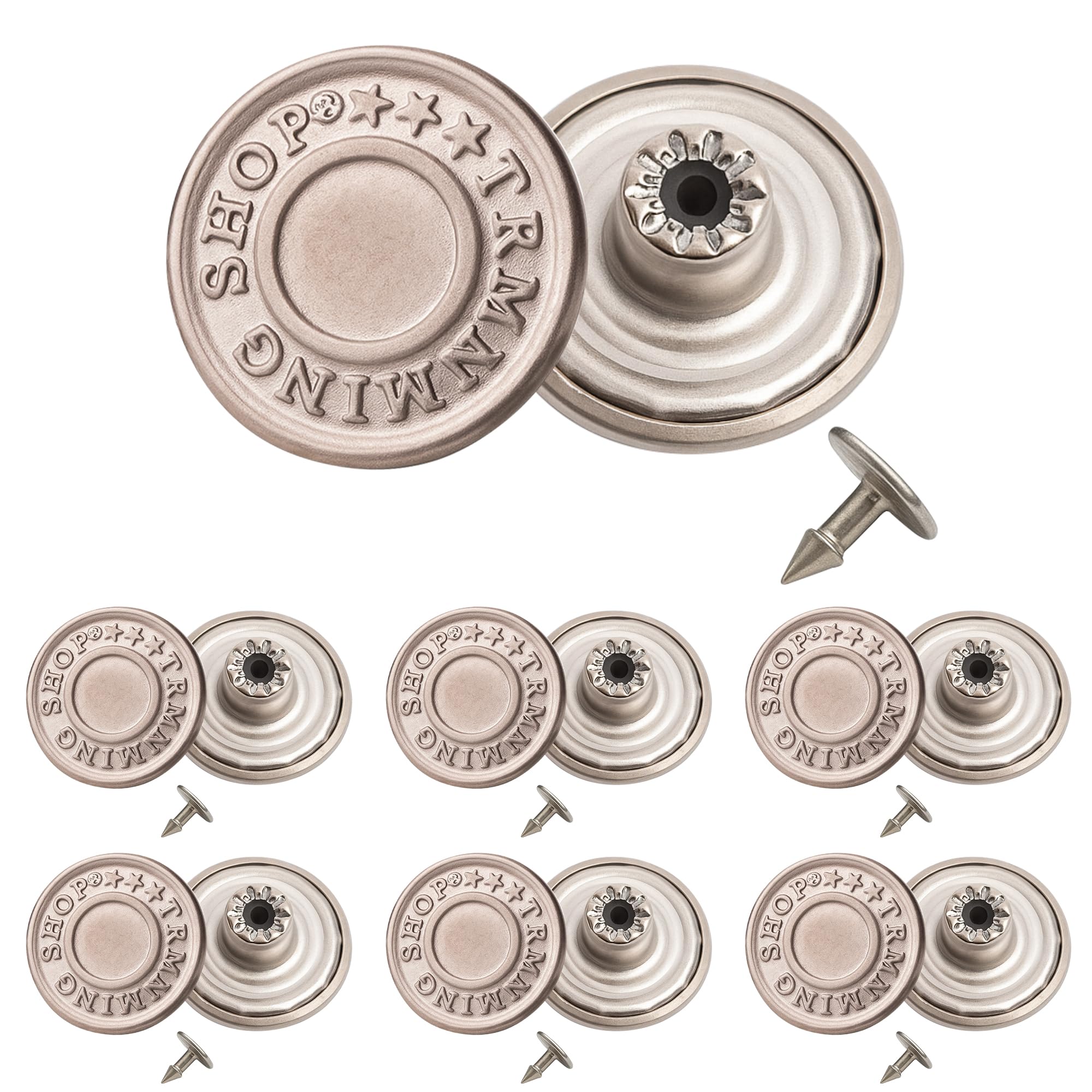 10 Stuks Metalen Jeans Knoppen 17mm Vervanging Geen-Naaien Schroef Knop Reparatie Kit Spijkerloze Verwijderbare Jean Gespen kleding Broek Pins  15