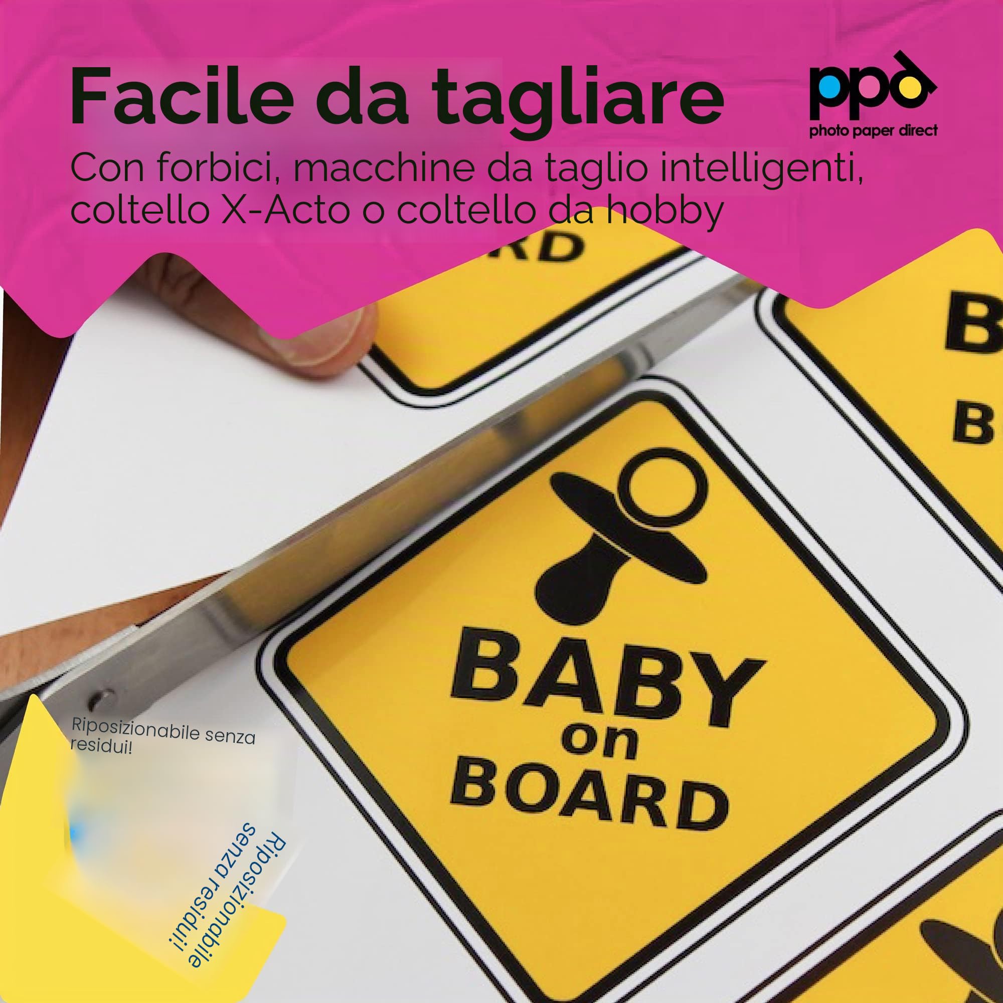 PPD Mix 40 Fogli A4 Carta Vinile Adesiva Per Stampanti Inkjet - Sticker Bianco - PPD-36/38-40