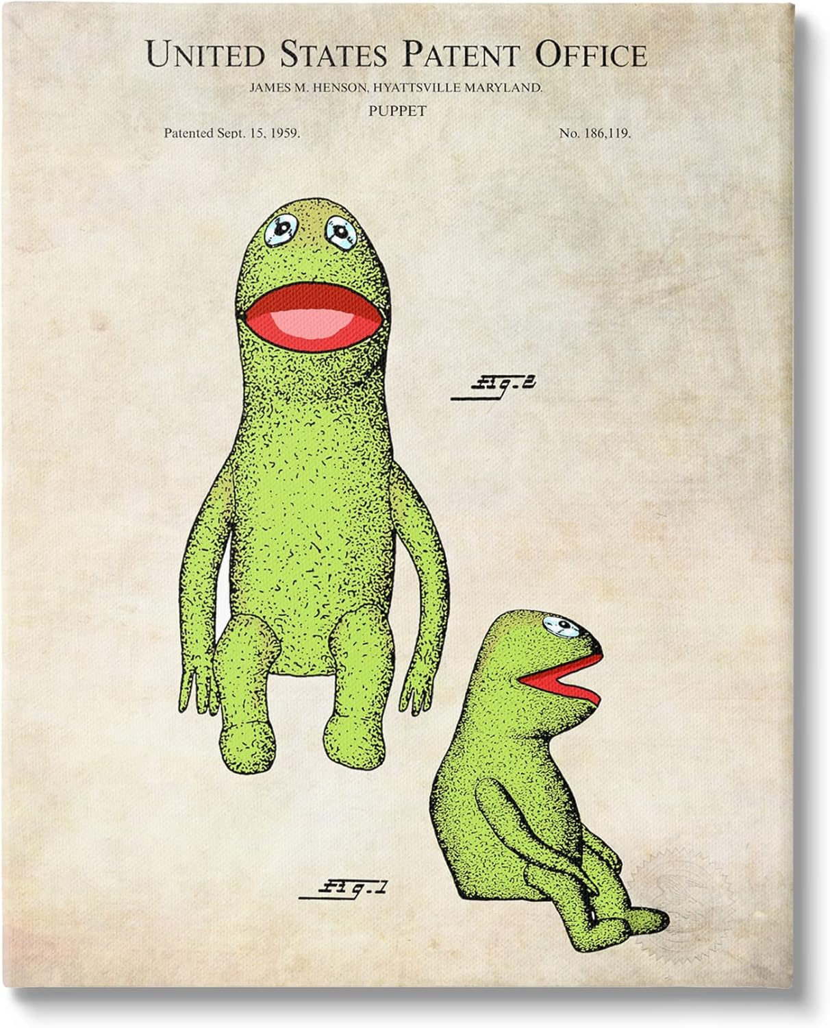 Stupell Industries Vintage Frog Character Puppet Canvas Wall Art, Design by Karl Hronek