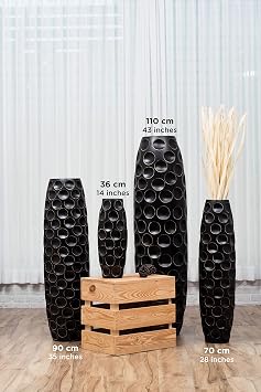 Leewadee Large Floor Vase 26 inches Mango Wood for Pampas Grass, Dried Flowers