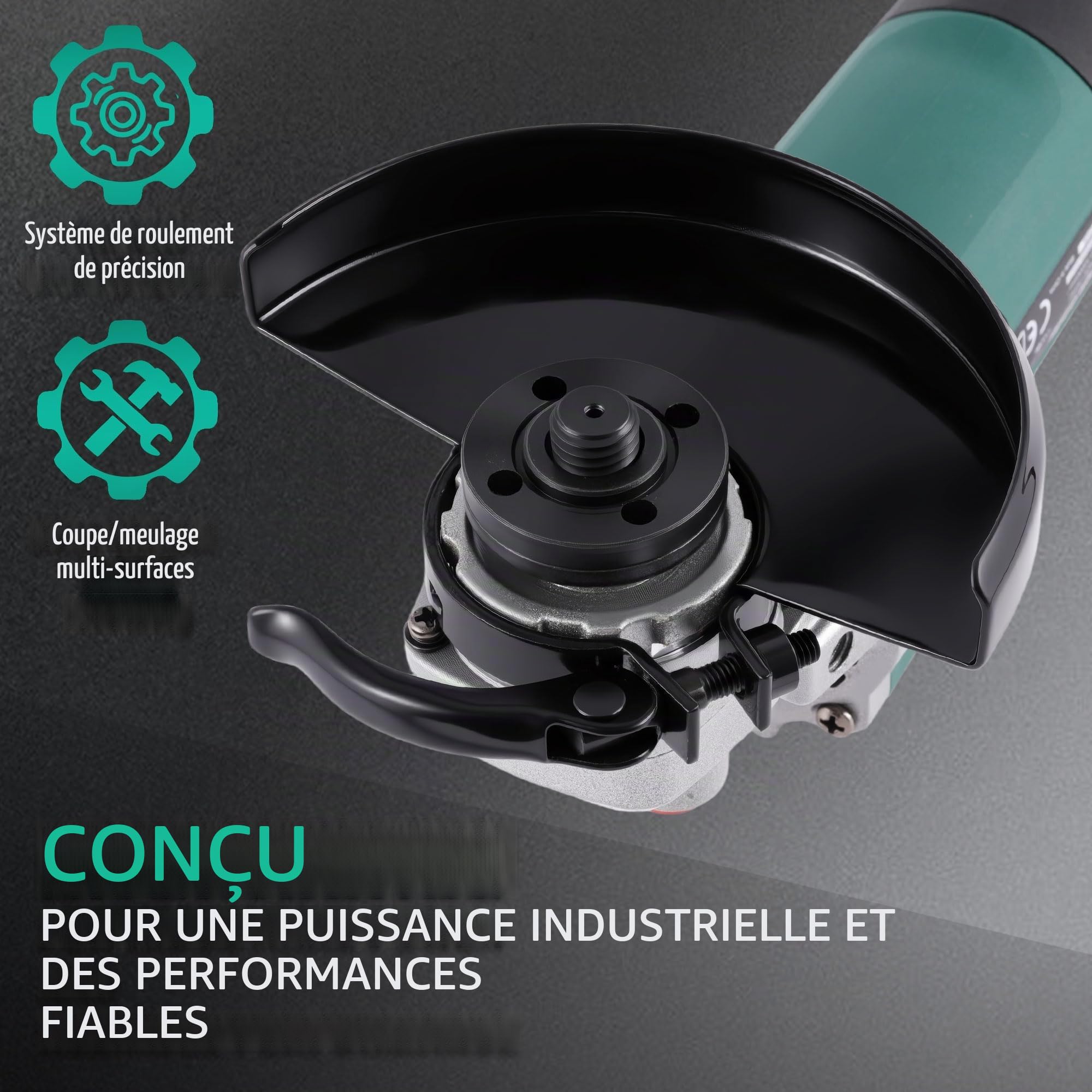 POSENPRO Meuleuse d'angle 1200W, Ø125mm, 3000-12.000 trs/min, capot à fixation rapide, Petite meuleuse pour couper, meuler et polir le métal, le bois, la céramique et la pierre, 1,8 kg Légère