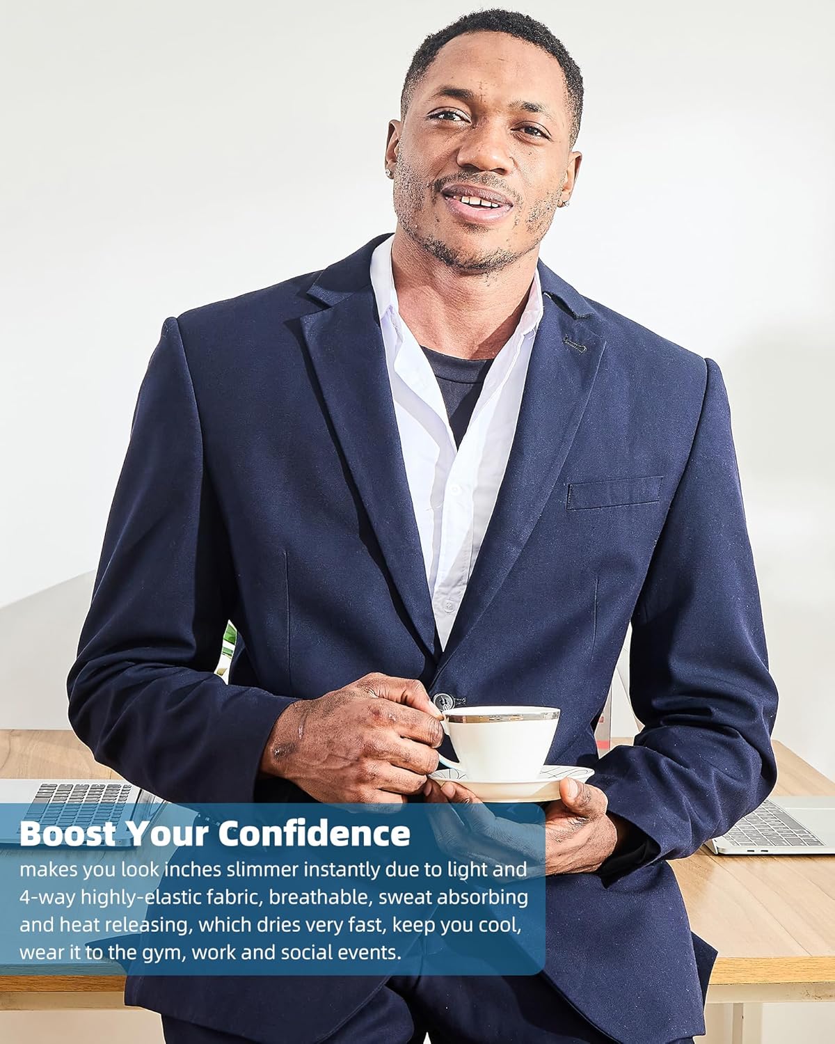 KOCLES Mens Slimming Compression Shirt, Slimming Undershirt Shirts for Men Body Shaper Shapewear Tummy Control - Image 2