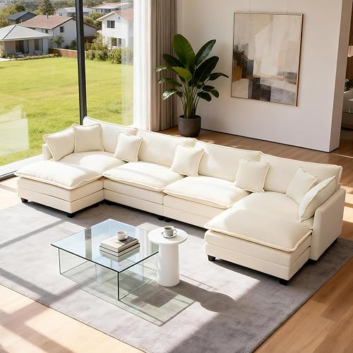 Miniatura 19 de Sofá seccional, cómodo sofá modular de nube, sofá modular de asiento profundo, sofá moderno en la nube, sofás modulares para sala de estar,