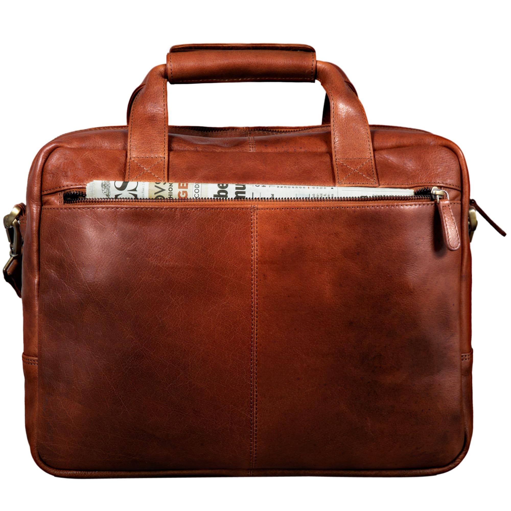 STILORD 'Adventure' Bolso de Piel para portátil de 14" Bolsa de Mensajero o Bandolera para Hombres y Mujeres Maletín para Profesor o Negocios de auténtico Cuero Color:marrón Oscuro - Opaco