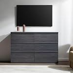 SICOTAS Fluted Sideboard Buffet Cabinet with Storage, Modern Credenza Storage Cabinet with 3 Larger Drawers, 2-Piece Media Console Mid Century Coffee Bar Table for Entryway Kitchen, Dark Grey Alder