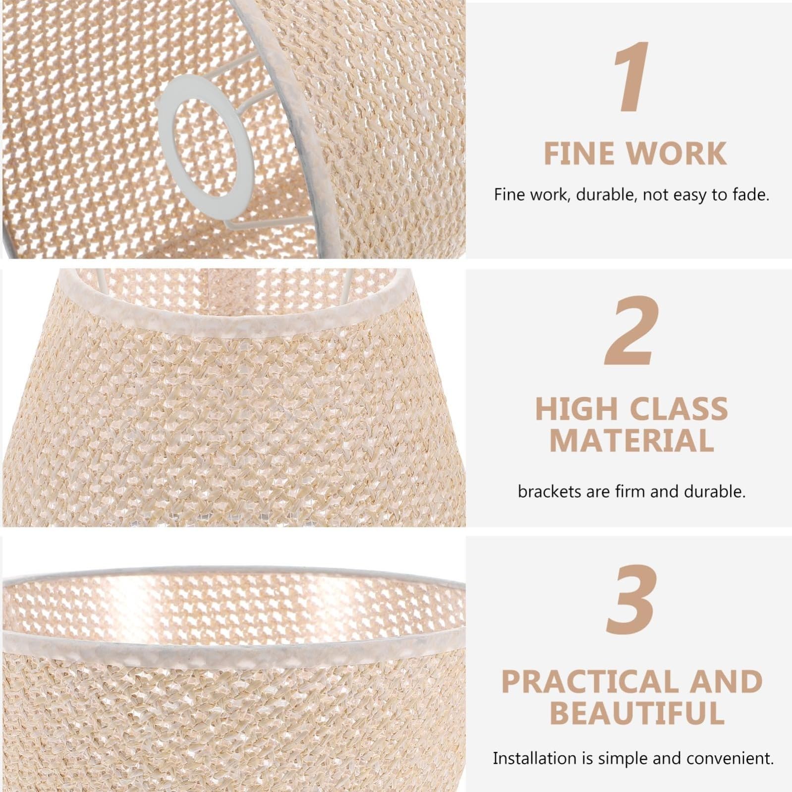 SHINEOFI Paralume in Rattan Intrecciato Artigianalmente per Lampada da Tavolo E27, Design Naturale e Resistente, per Soggiorno e Camera
