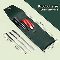 Vista 2 de 5 limas de aguja de diamante mini y 5 limas de aguja de acero, empaquetadas en funda de cuero sintético, para trabajos de lijado de alta precisión