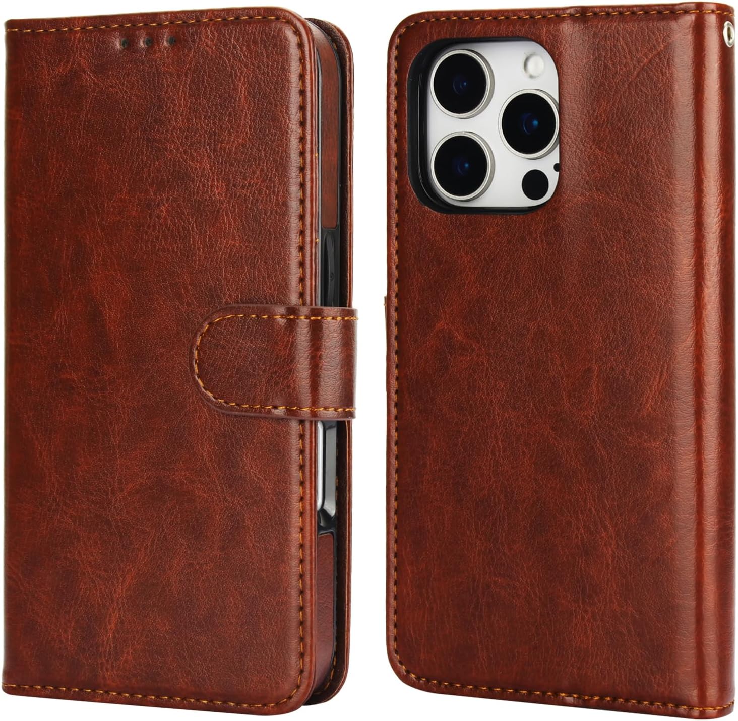 Bocasal Detachable Wallet Case for iPhone 16 Pro RFID Blocking Card Slots Holder Premium PU Leather Magnetic Kickstand Shockproof Wrist Strap Removable Flip Protective Cover 5G 6.3 inch (Brown) - Image 8