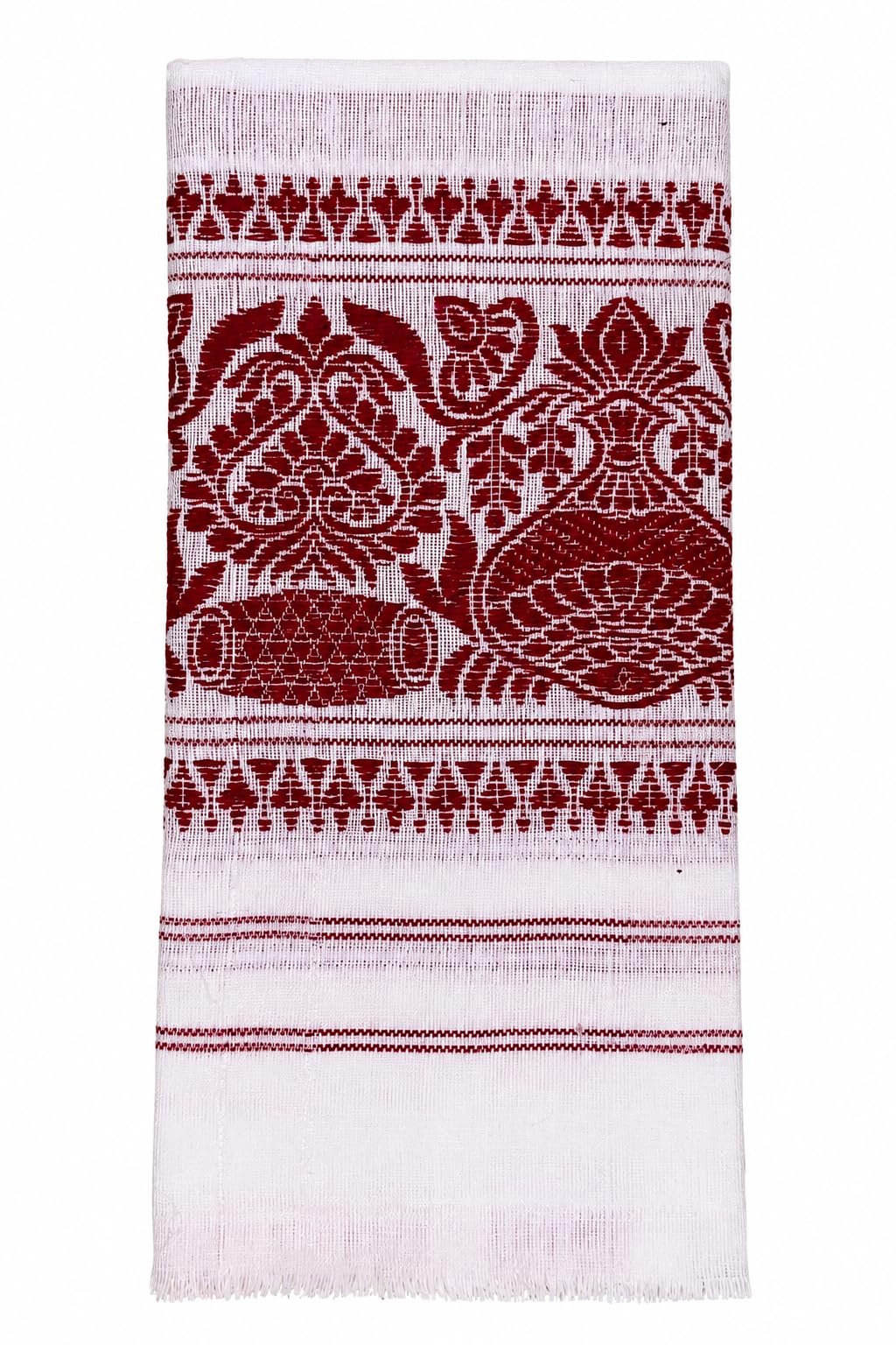 Traditional Red & White Cotton Gamosa Gamcha for Men & Women | Assamese Angavastram Scarf | Soft, Lightweight & Absorbent | Ethnic, Puja & Daily Use (Size 22 * 58 Inches, Pack of 1)-picture-23
