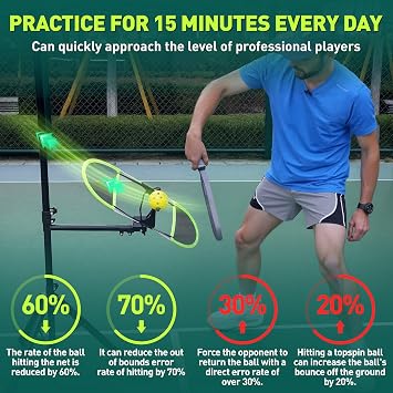 Pickleball Topspin Trainer,Tennis&Pickleball Training aids with 360 Angles and Height Adjustment, Portable Pickle Ball equipmen
