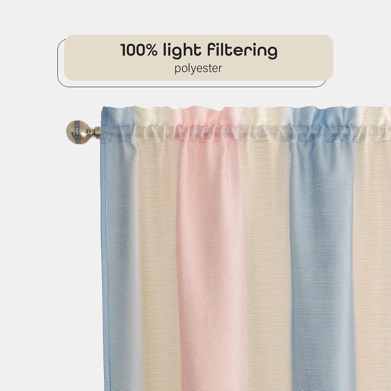 ACHIM Spectrum Rod Pocket Panel Window Curtain - 50 Inch Width, 63 Inch Length - Rose Quartz - Semi-Sheer & Machine Washable Soft Polyester Drapes for Bedroom Living & Dining Room Home Decor